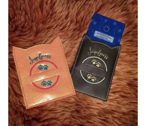 Stickserie ITH - Impfpasshülle Katzenkopf Ohren - 11 Motive Katze in 4 Varianten inkl. Blanko